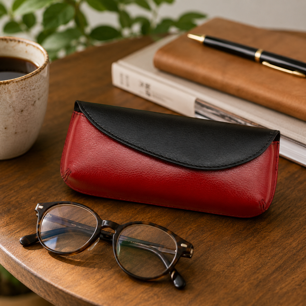 Genuine Leather Eyeglass Case with Magnetic Closure
