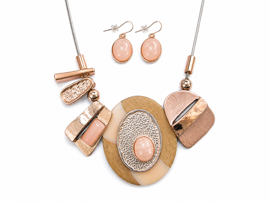 Rose Gold Stone Necklace Set