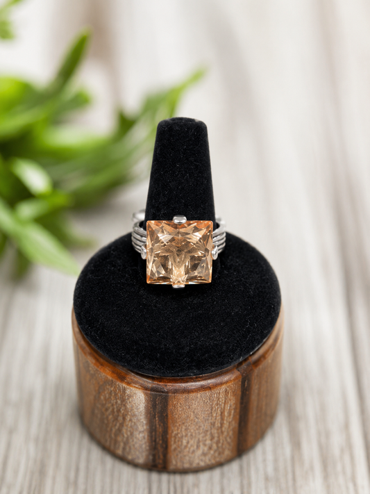 SS Peach Stone Ring