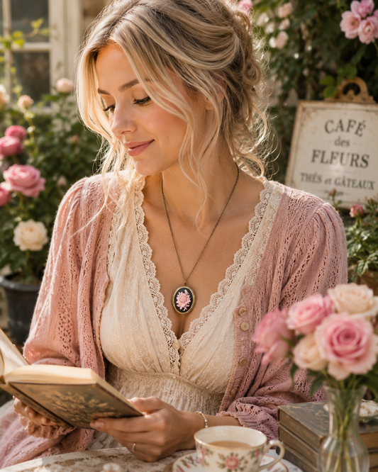 Big Cameo Locket Necklace