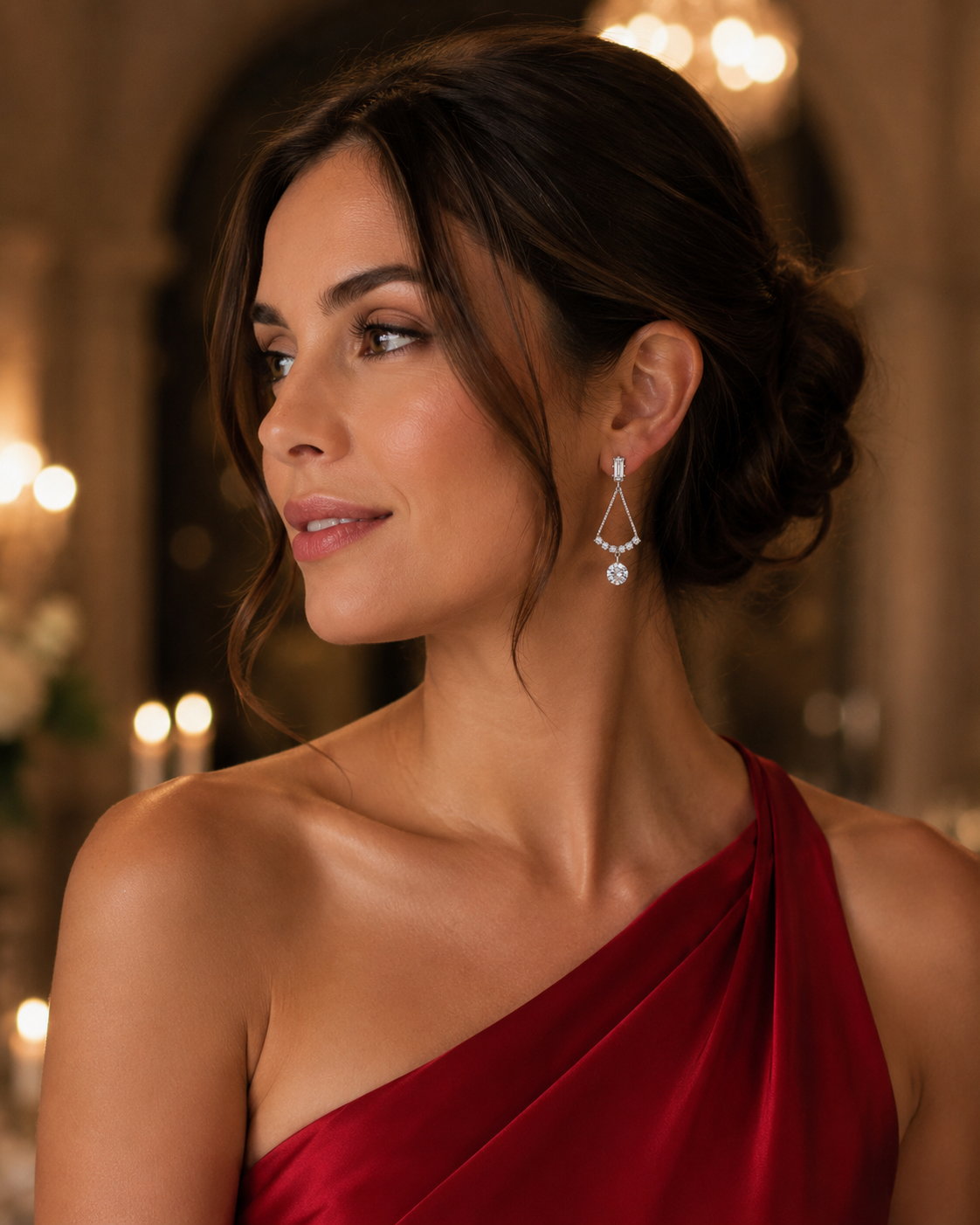 Silver Halo CZ Statement Earrings