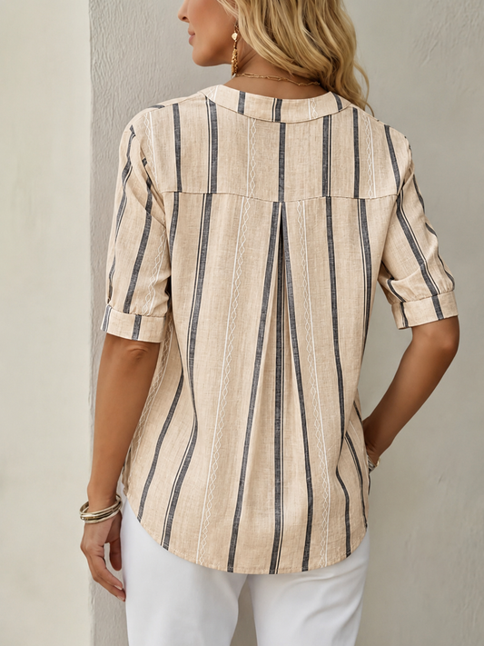 Printed Bamboo Linen Short Sleeve Top