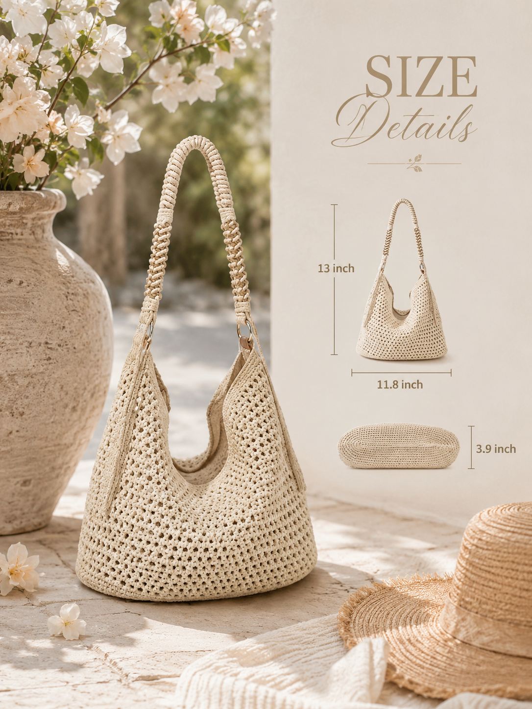 Oversized Straw Woven Travel Handbag