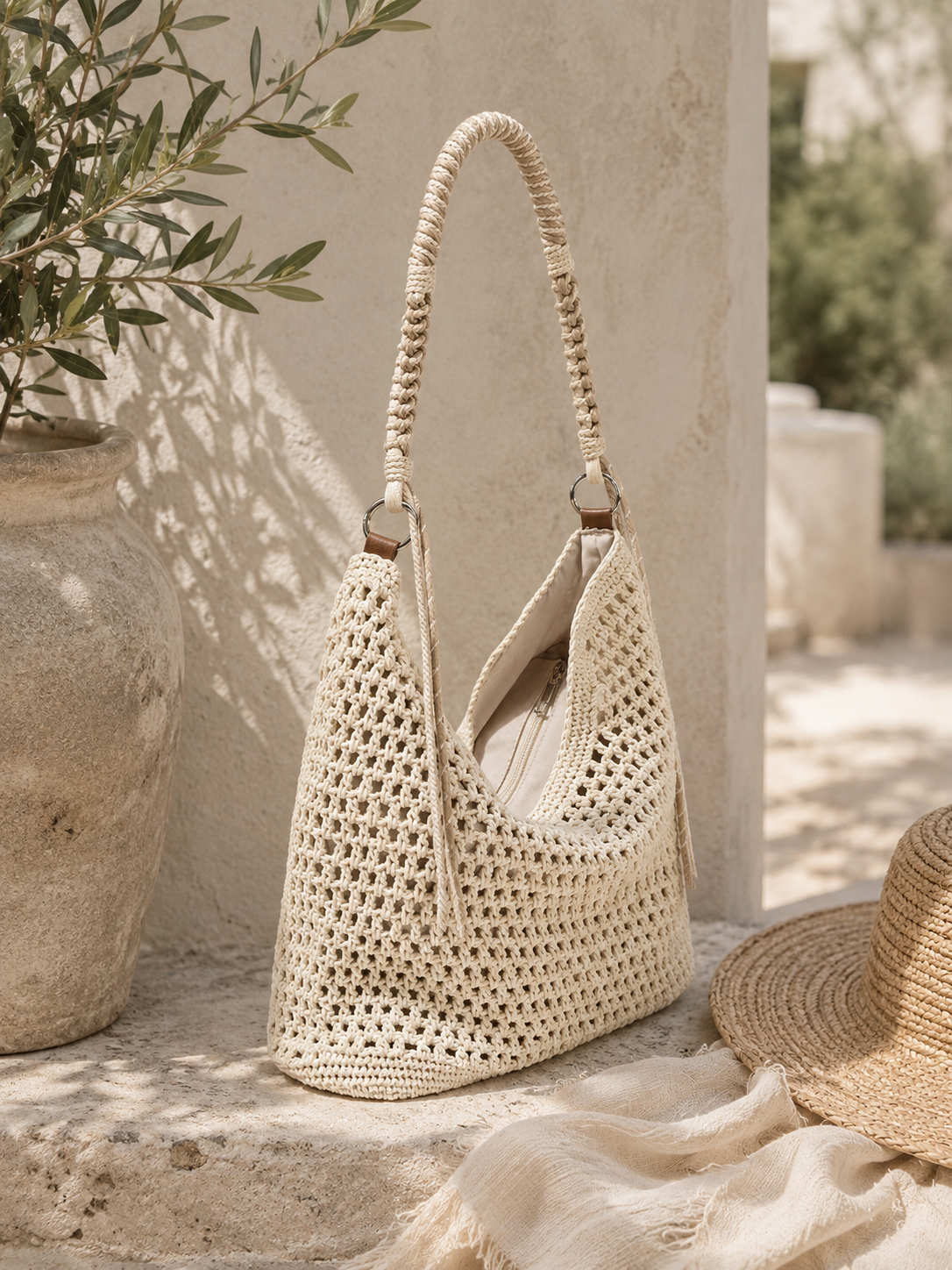Oversized Straw Woven Travel Handbag