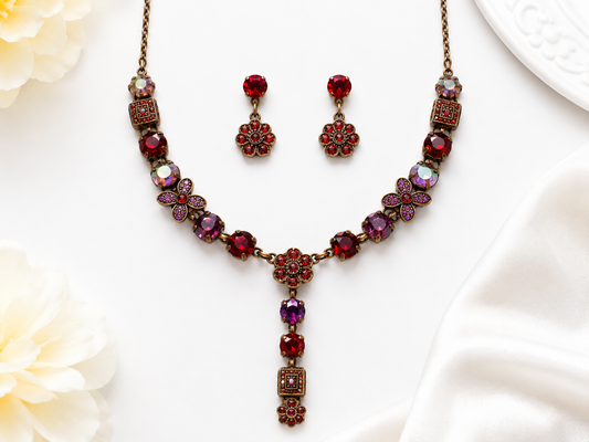 Vintage Romance Crystal Necklace & Earring Set