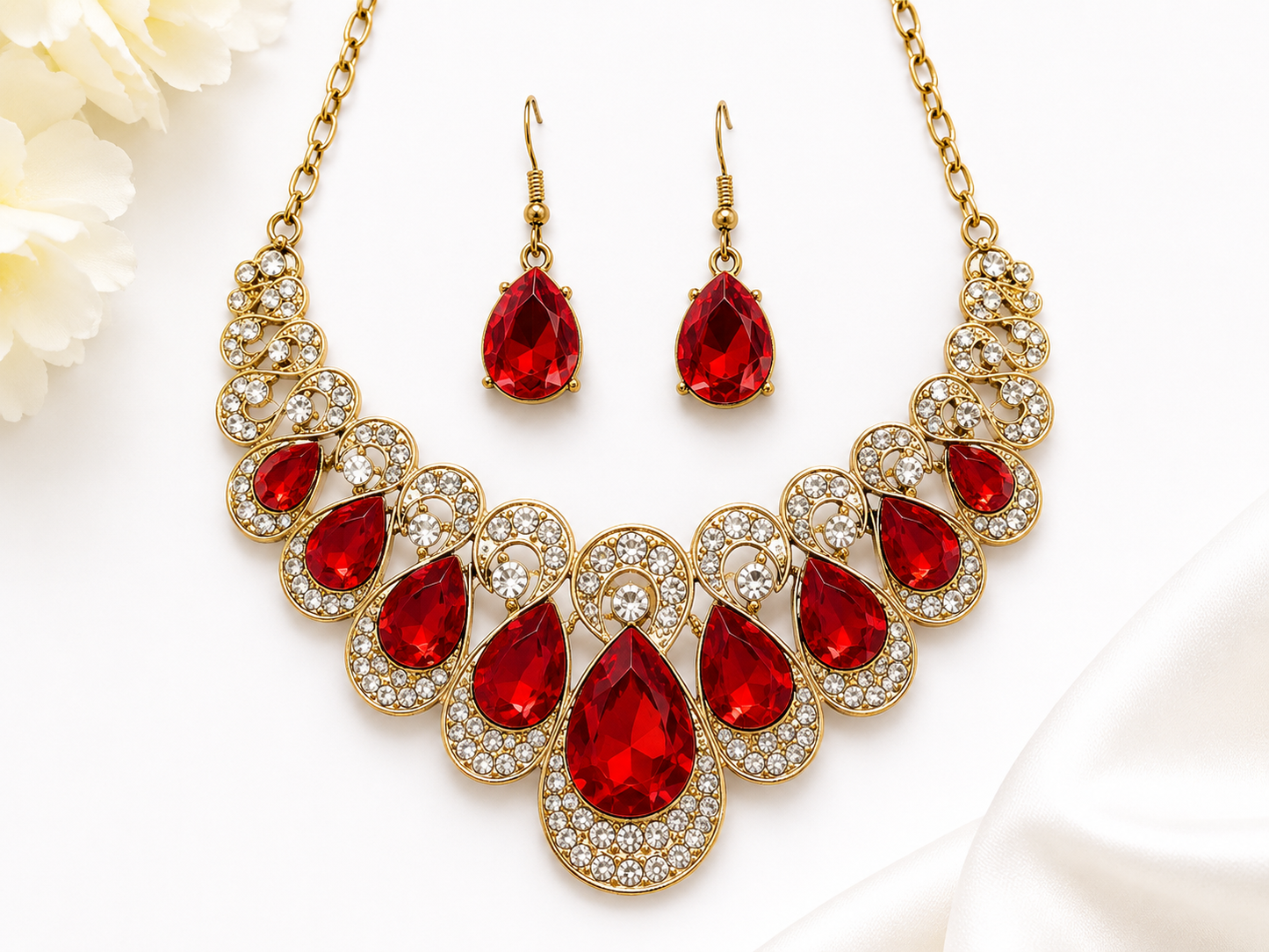 Vintage Romance Crystal Necklace & Earring Set