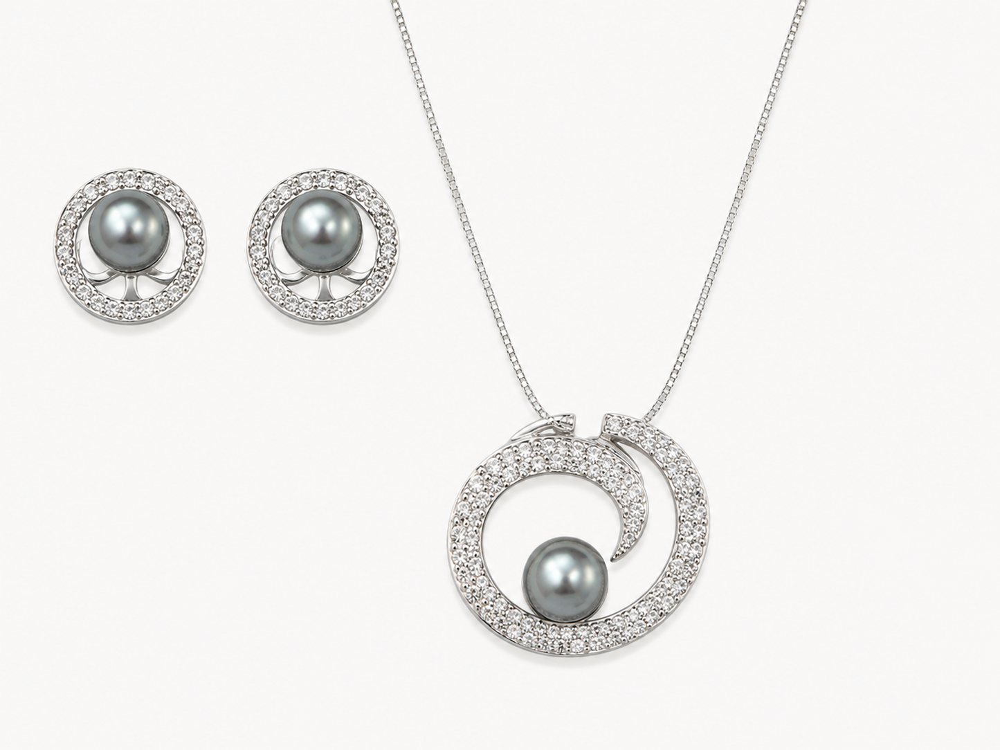 Midnight Pearl Elegance Necklace & Earring Set