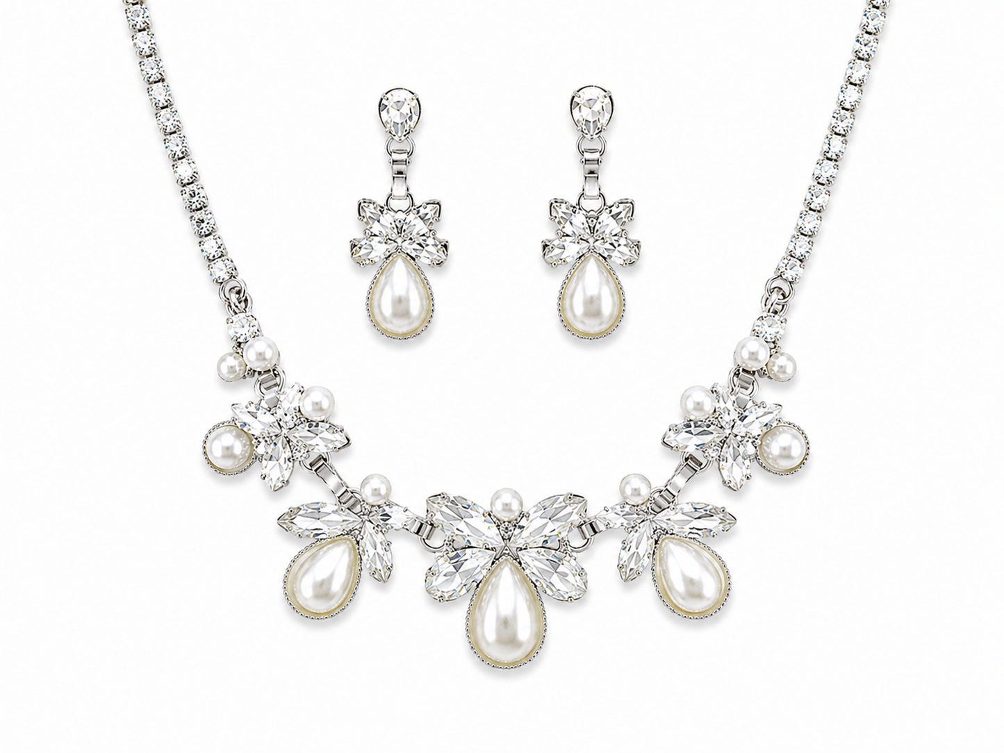 Crystal & Pearl Elegance Necklace & Earring Set