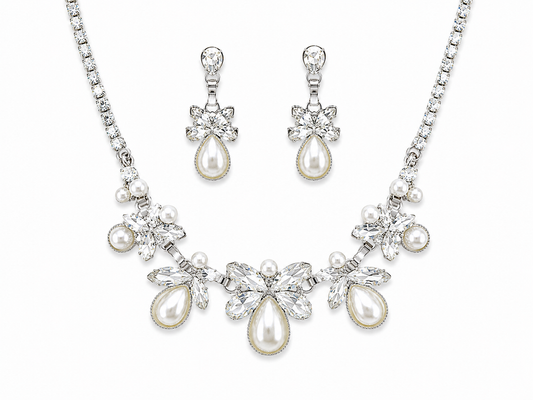 Crystal & Pearl Elegance Necklace & Earring Set