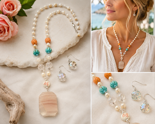 Coastal Garden Pendant Necklace & Earring Set