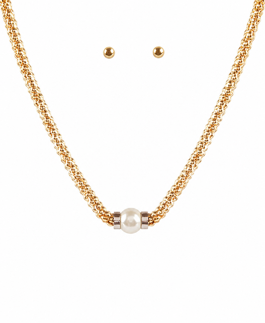 Golden Pearl Elegance Necklace Set