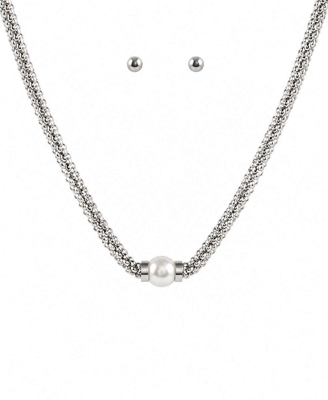 Silver Pearl Elegance Necklace Set