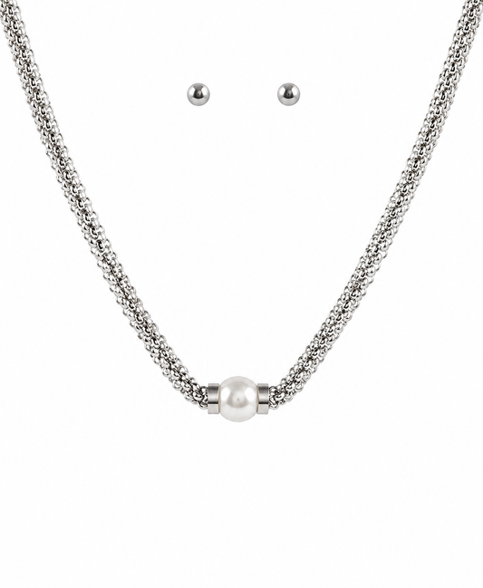 Silver Pearl Elegance Necklace Set