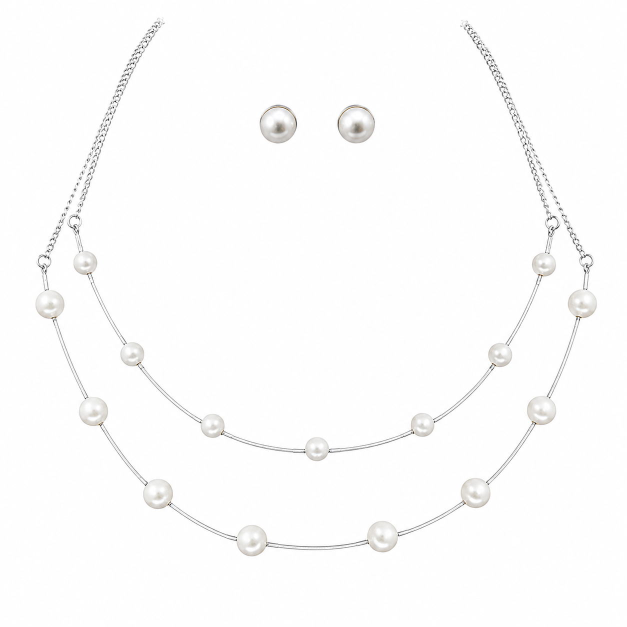 Double Layered Pearl Fashion Necklace Set