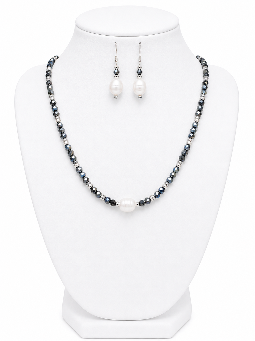 Midnight Pearl Necklace & Earring Set