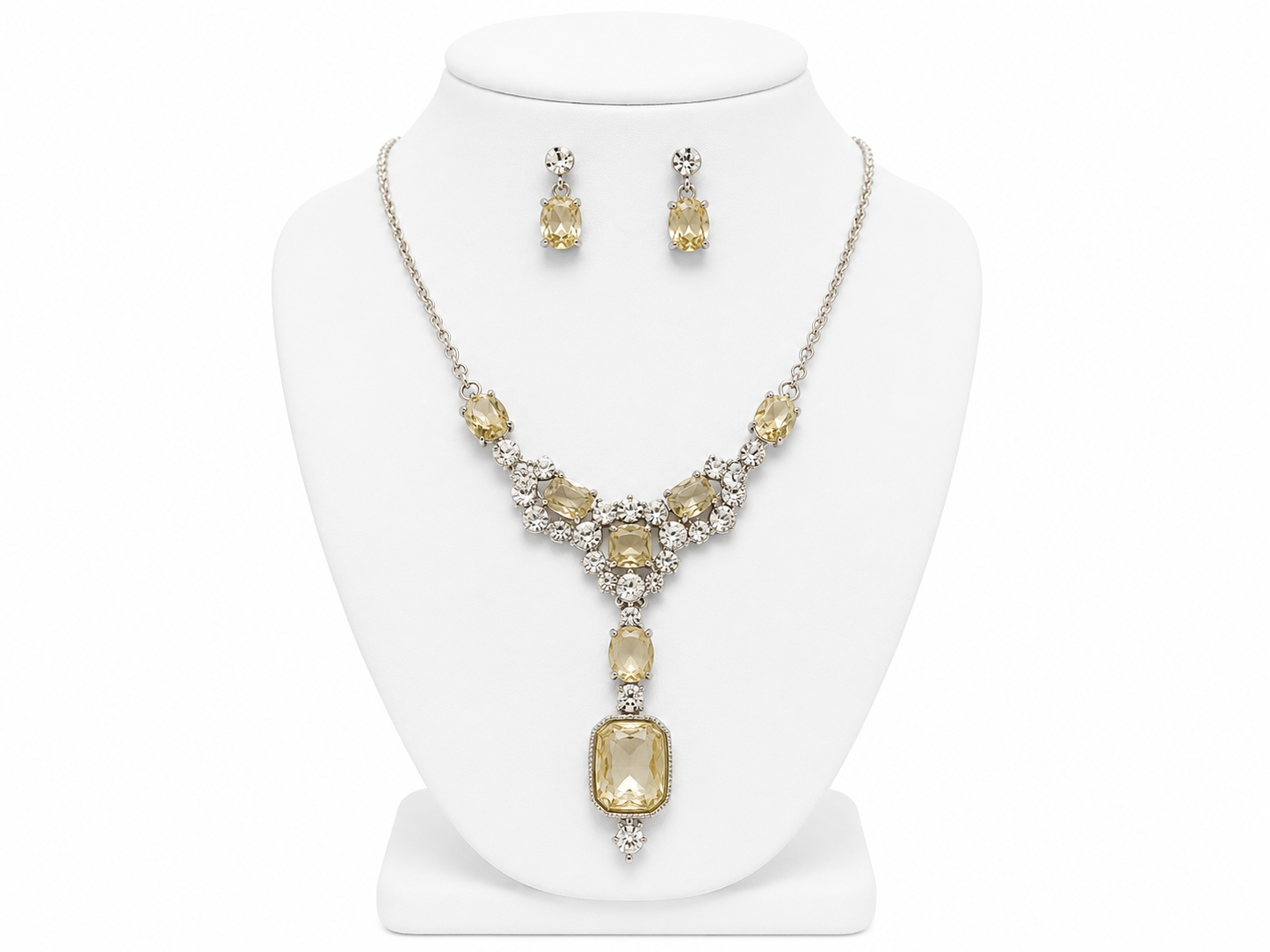 Champagne Crystal Elegance Necklace & Earring Set