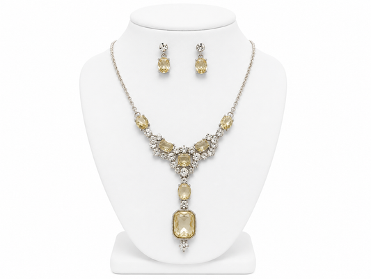 Champagne Crystal Elegance Necklace & Earring Set