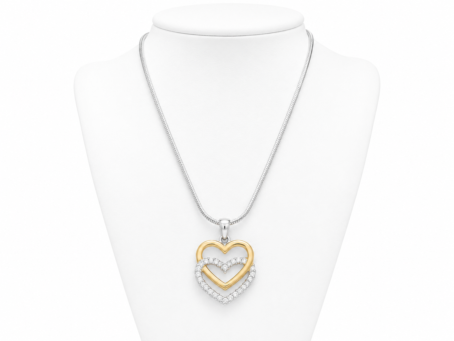 Two-Tone Heart Pendant Necklace