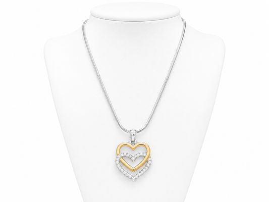 Two-Tone Heart Pendant Necklace