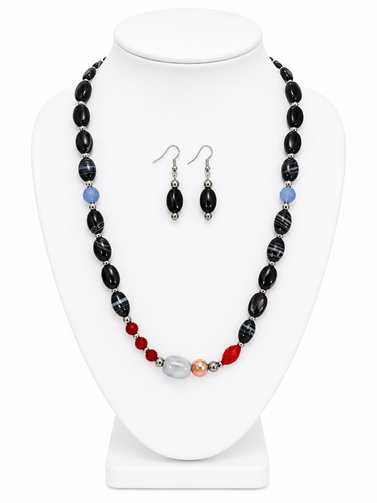 Midnight Mosaic Stone Necklace & Earring Set