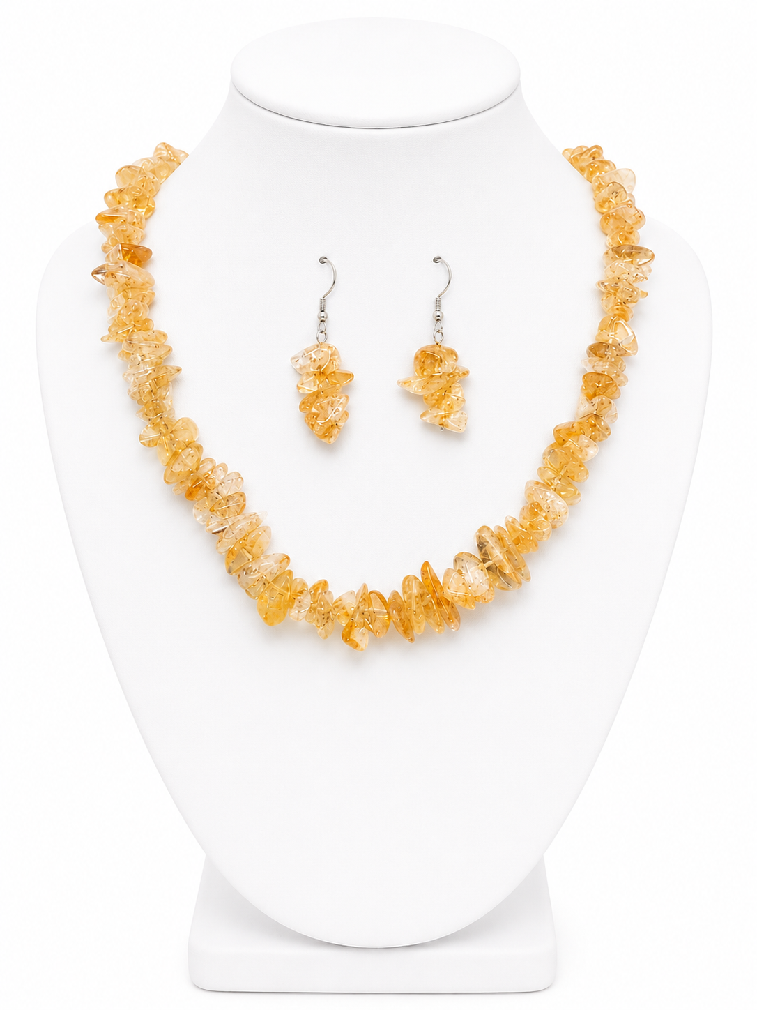 Golden Glow Natural Stone Necklace & Earring Set