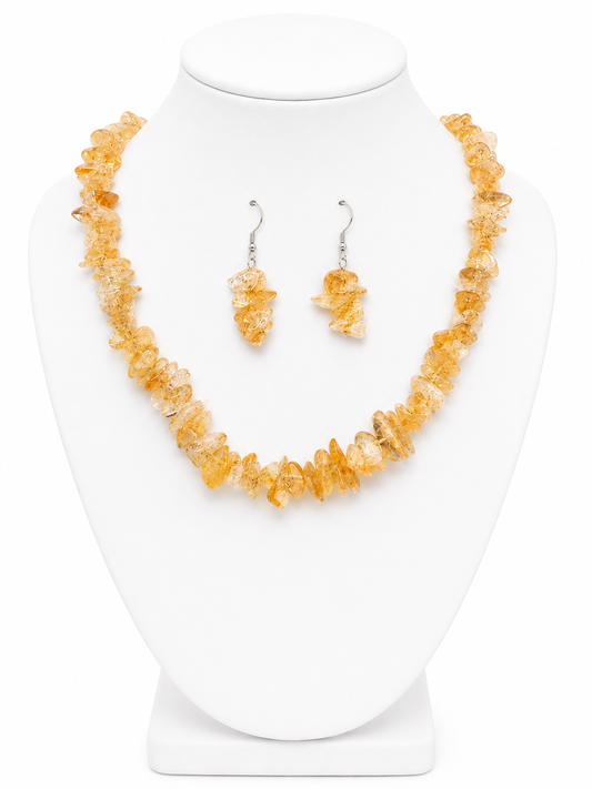 Golden Glow Natural Stone Necklace & Earring Set