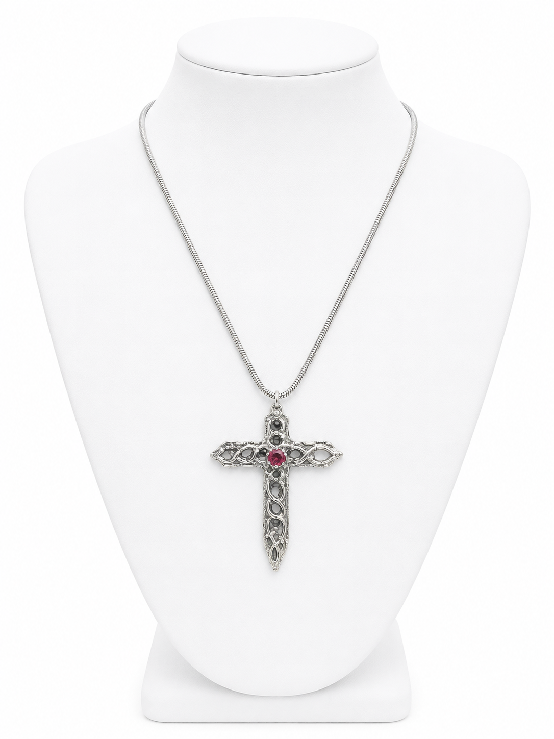 Liquid Metal Big Cross Necklace