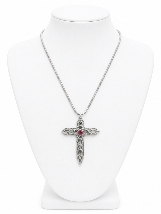 Liquid Metal Big Cross Necklace