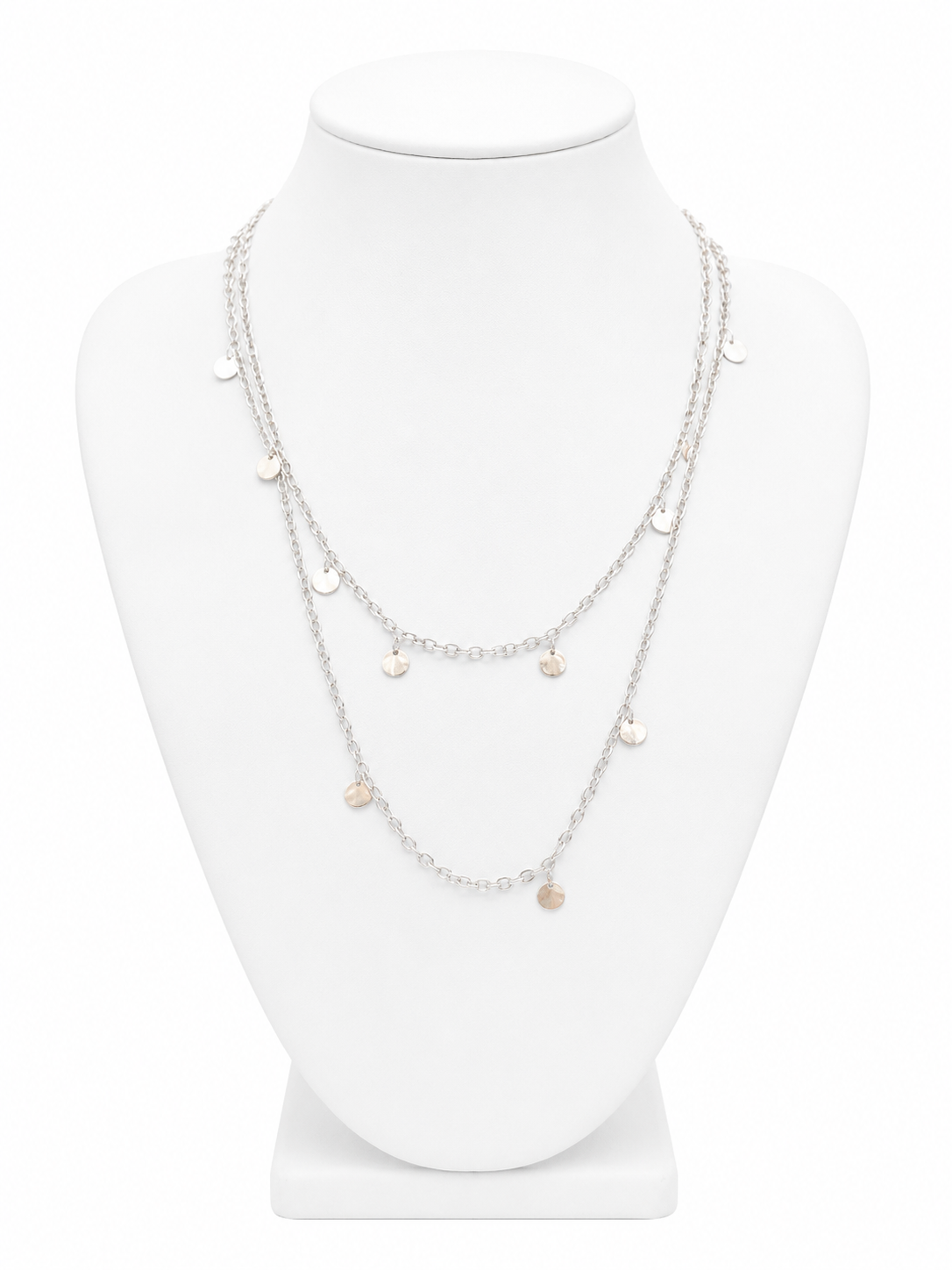 Silver Coin Layered Necklace