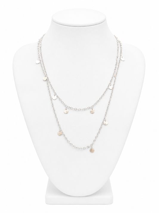 Silver Coin Layered Necklace