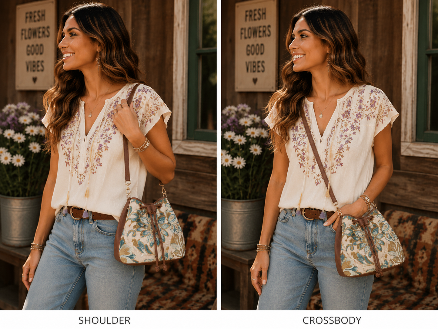 Myra Old Soul Bucket Bag in Alpine White