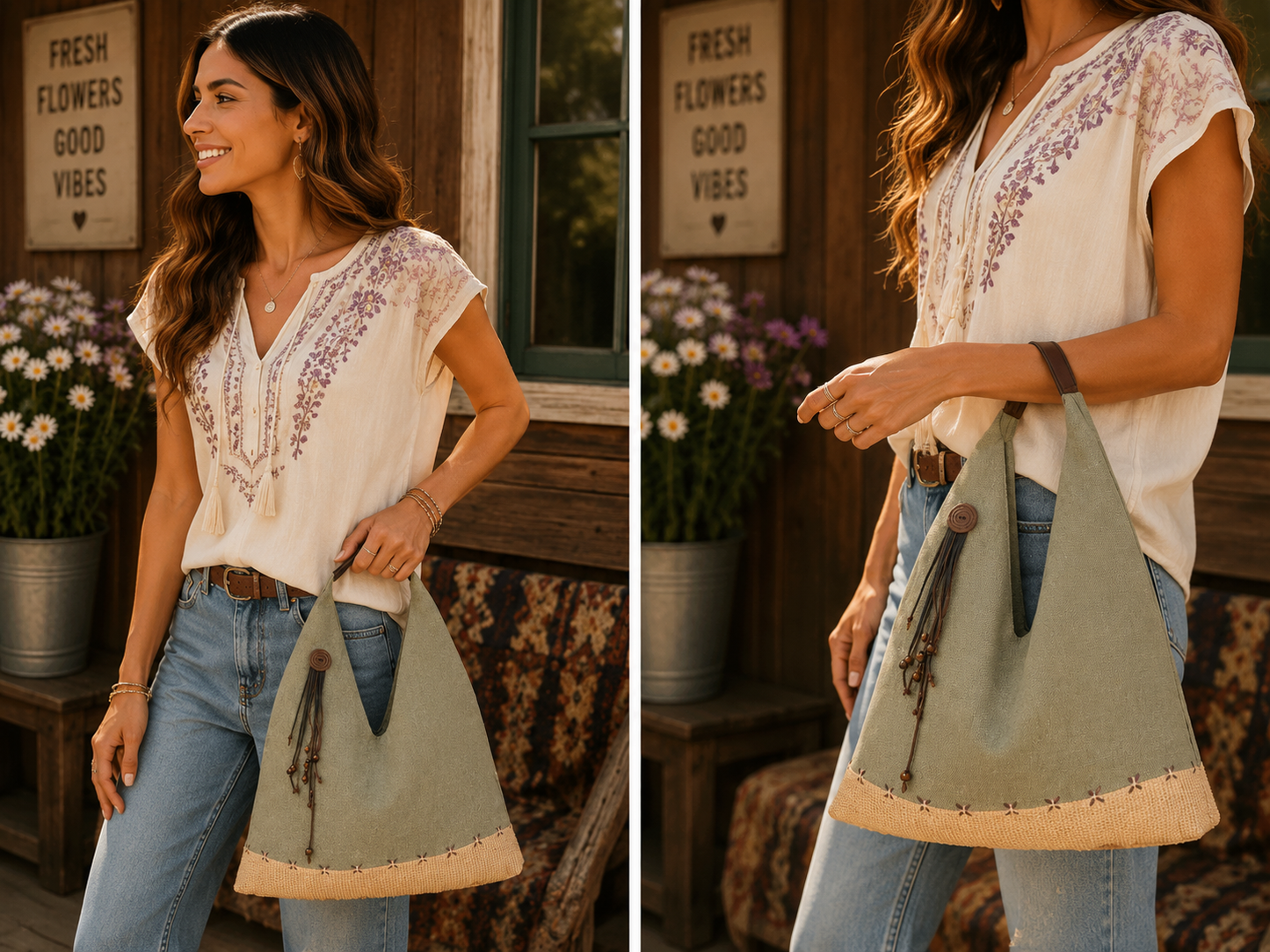 Myra Sandmoor Soft Shoulder Bag in Honey Forest