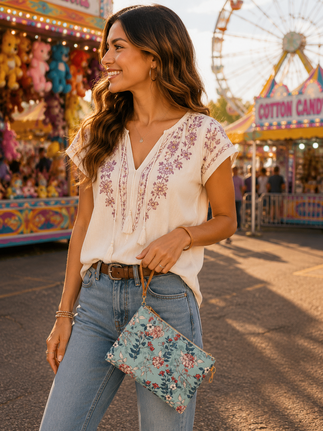 Peace & Serenity Blossoms Clutch Bag In Light Blue