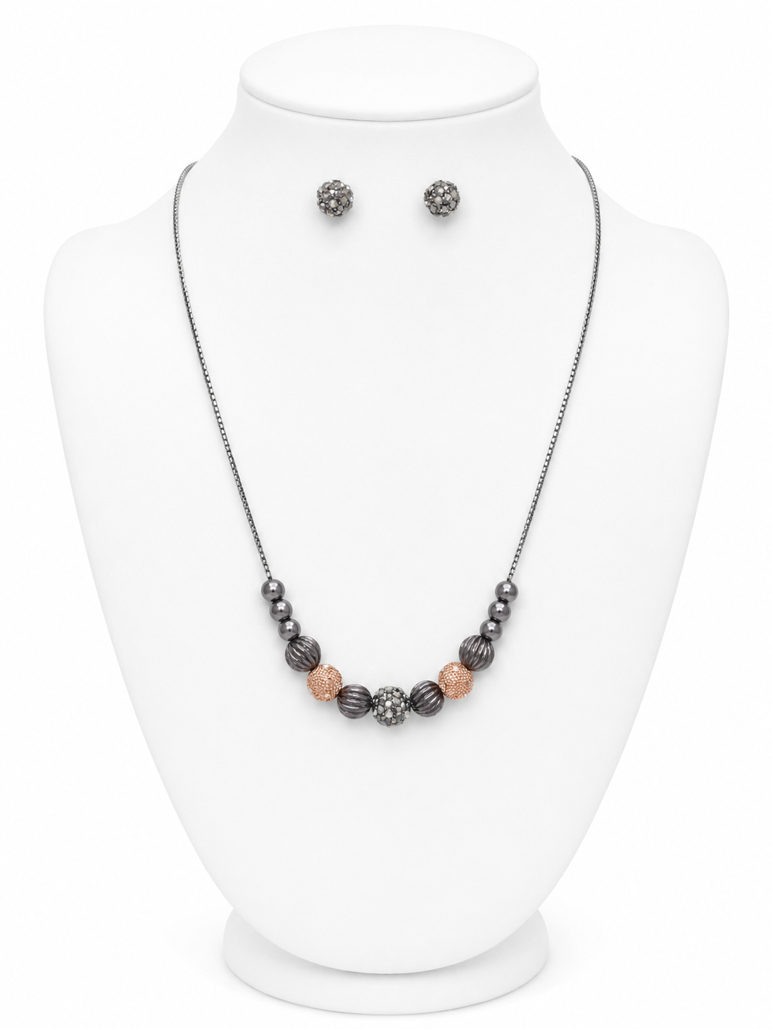 Midnight & Rose Gold Sparkle Necklace Set