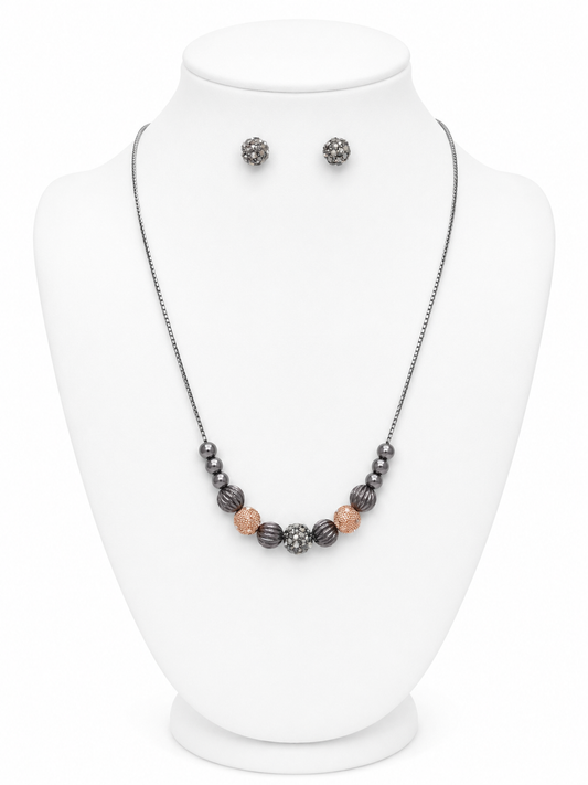 Midnight & Rose Gold Sparkle Necklace Set
