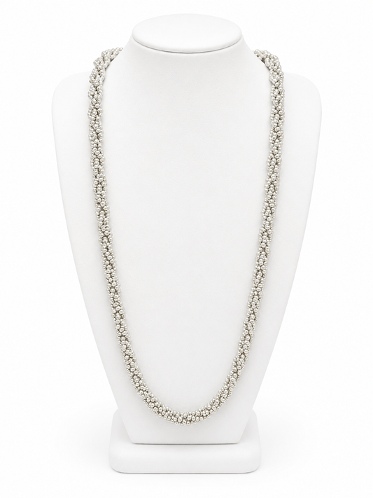Silver Beaded Rope Necklace