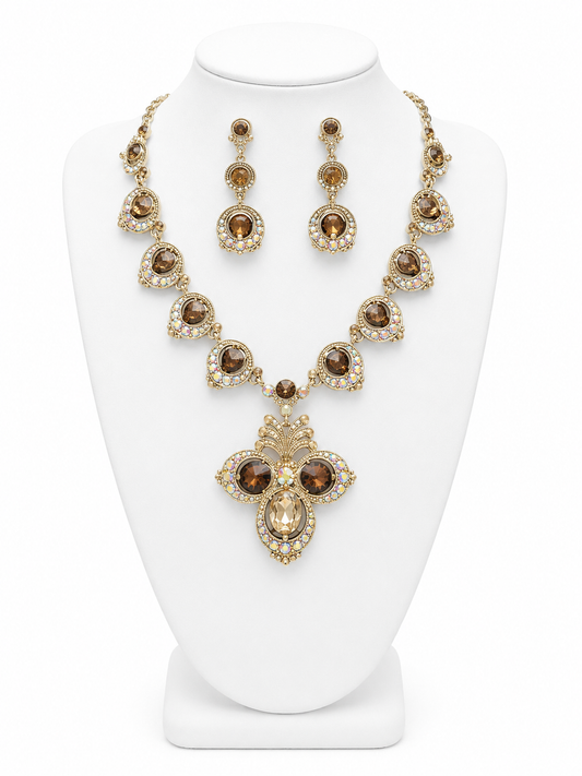 Golden Renaissance Statement Necklace & Earring Set