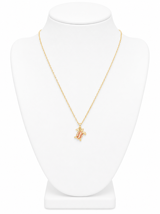 Small Turtle Charm on Gold Chain Necklace