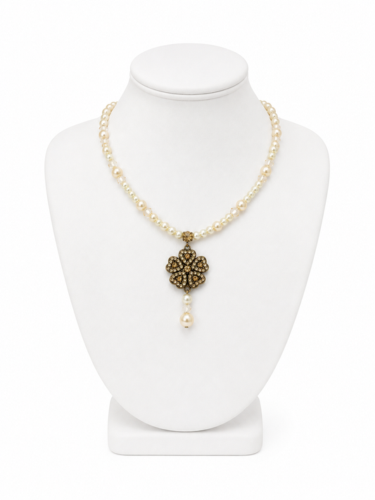 VAN GALZ Vintage Pearl Blossom Necklace – Hand Made in Italy