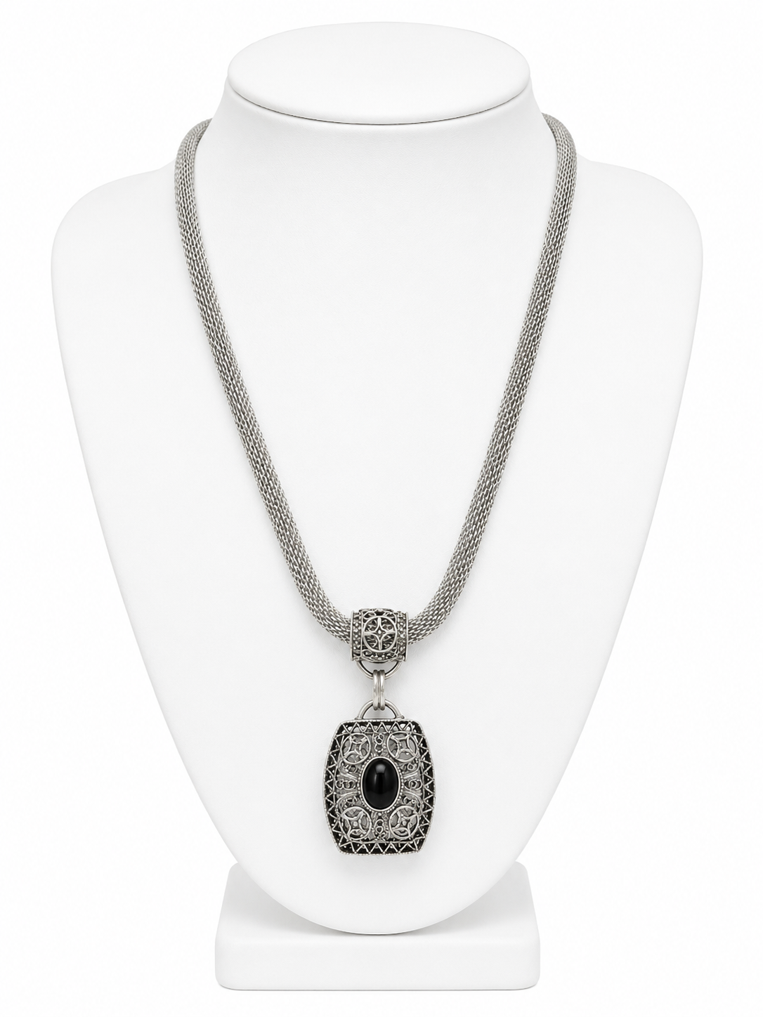 Barbara Garwood Black Onyx Filigree Mesh Necklace