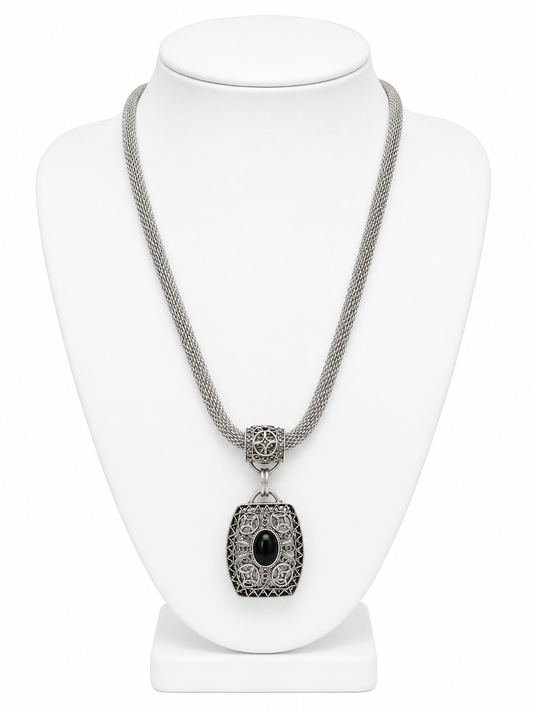 Barbara Garwood Black Onyx Filigree Mesh Necklace