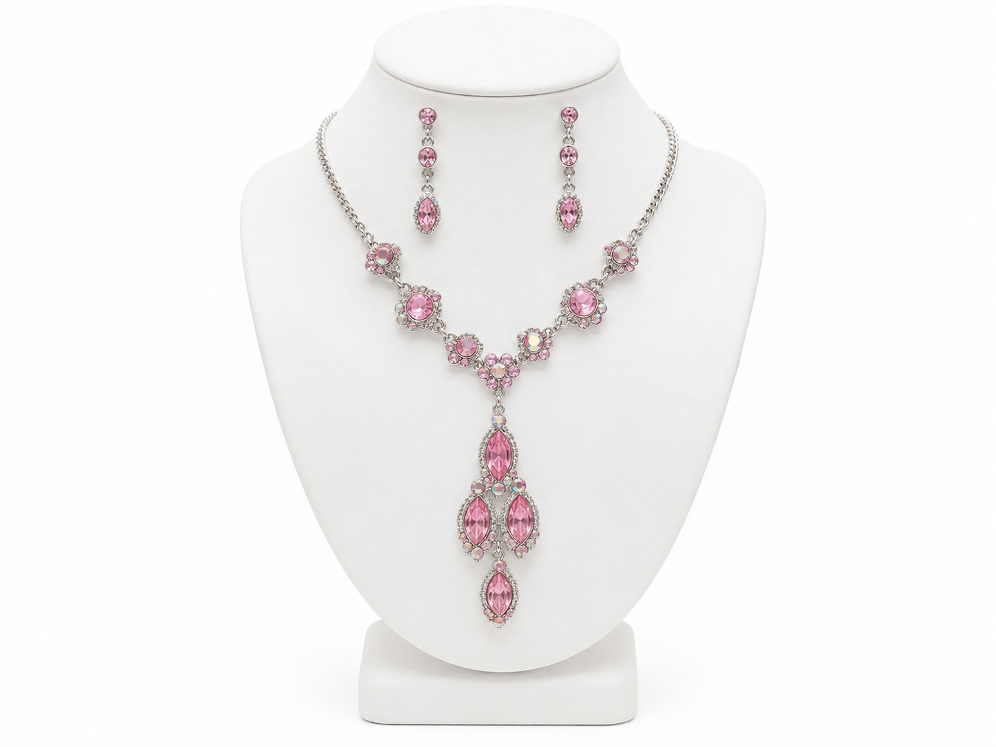 Pink Aurora Elegance Necklace & Earring Set