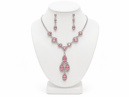 Pink Aurora Elegance Necklace & Earring Set