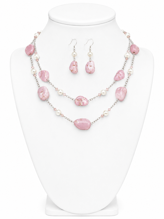 Blush Pearl Garden Necklace Set