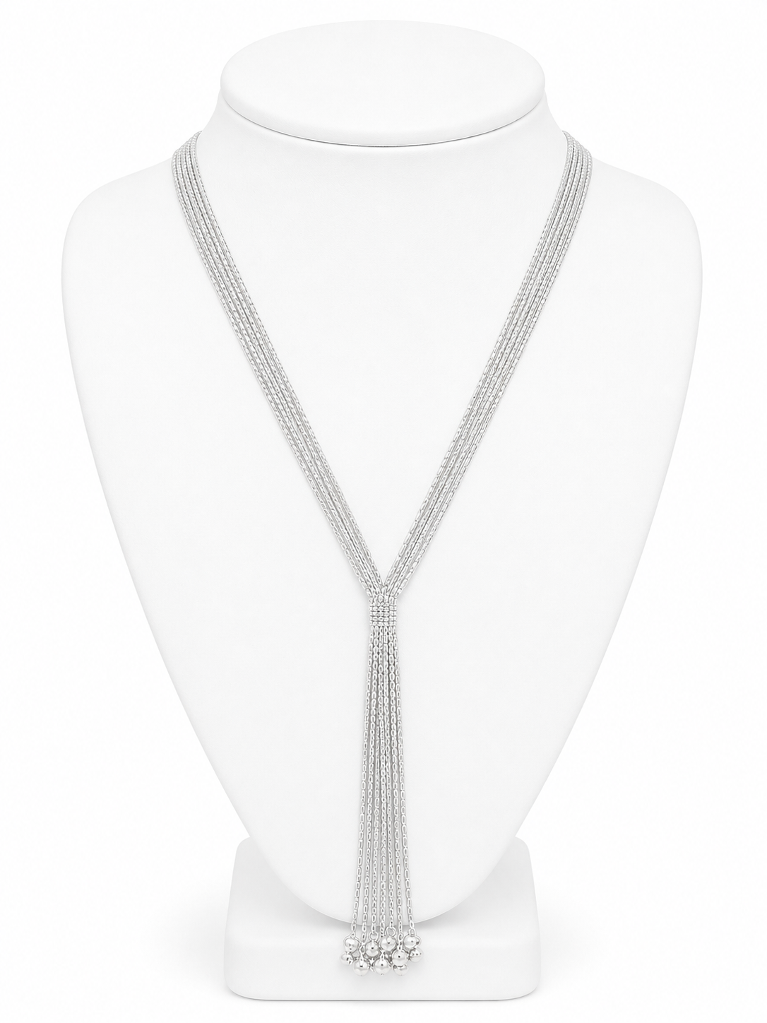 Silver Cascade Lariat Necklace