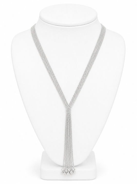 Silver Cascade Lariat Necklace