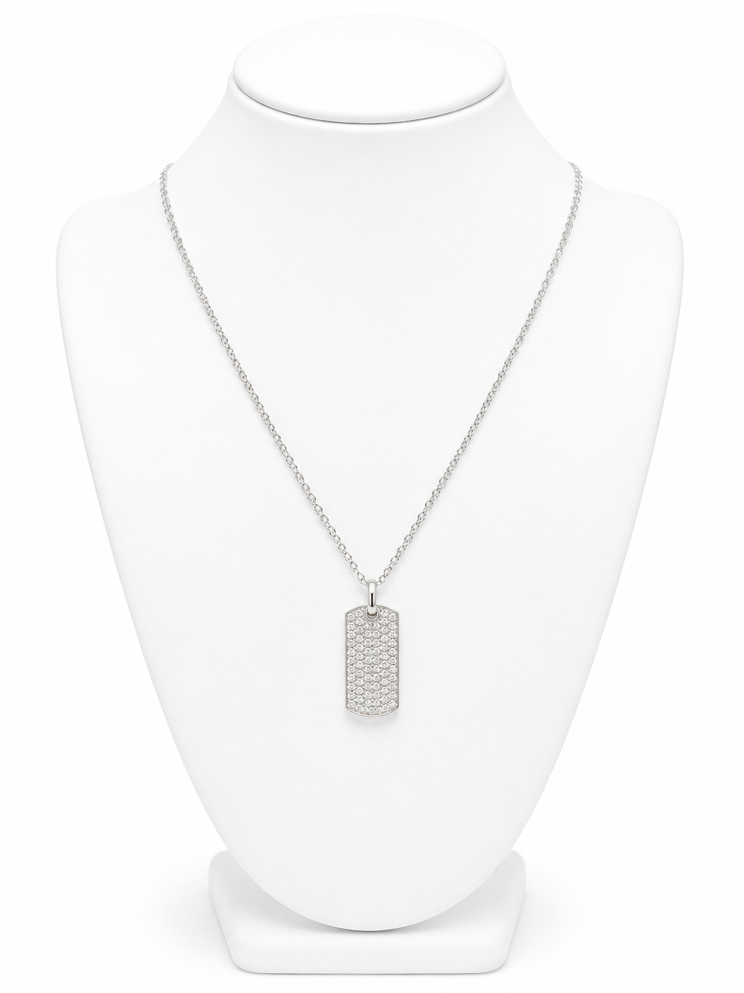 Cubic Zirconia Dog Tag Necklace