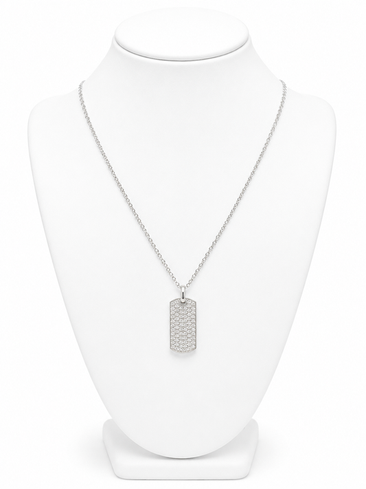Cubic Zirconia Dog Tag Necklace