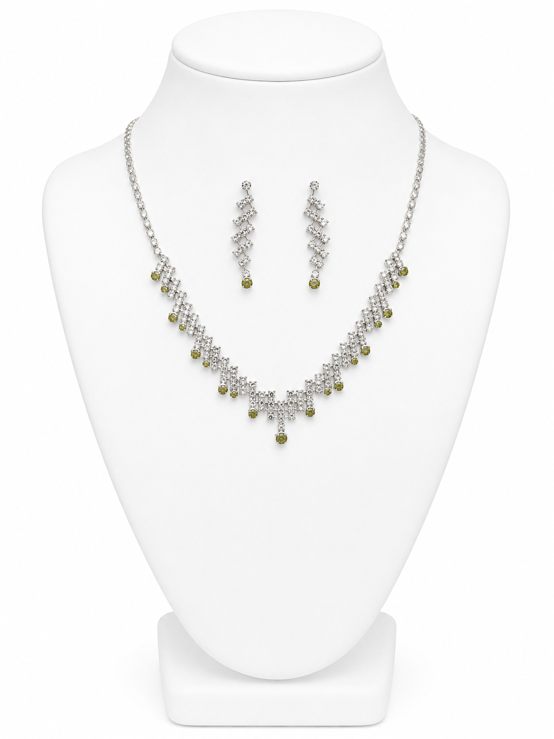 Olive Crystal Necklace & Earring Set
