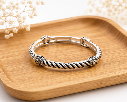 Silver Canyon Twist Stretch Bracelet